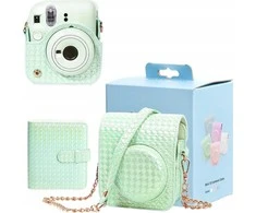 LoveInstant Set 2in1 dėklas, skirtas Fuji Instax Mini 12 + albumas 64 nuotraukoms / žalia