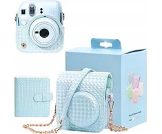 LoveInstant Set 2in1 dėklas, skirtas Fuji Instax Mini 12 + albumas 64 nuotraukoms / mėlyna