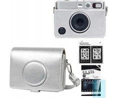 Loveinstant Sidabrinis dėklas + stiklas 9 val. + 10 lipdukų, skirtų „Fujifilm Instax Mini Evo“