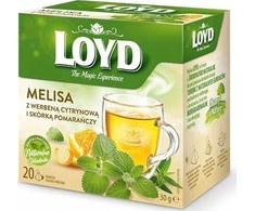 Žolelių arbatos gėrimas LOYD, Melisa su citrinine aloyzija ir apelsino žievelės skoniu, 20x2 g