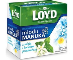 Aromatizuota žalioji arbata LOYD mėtos ir Manuka medaus skonio, 20x1,7g