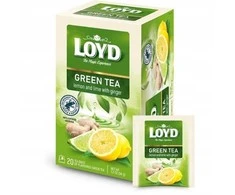 Žalioji arbata LOYD, citrinų-laimų ir imbiero skonio, 20 x 1.7g