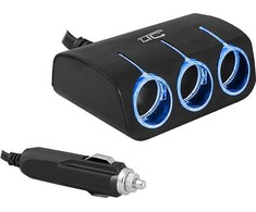 Lamex LTC LTC Adapteris CAR FIRE LED 3 gniazda + kabelis, 120W, juoda.