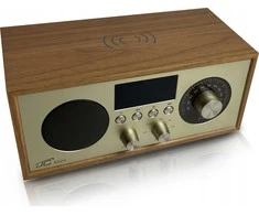 LTC Radio przenośne retro brda fm/bt/usb akum.2200mah,10w,ładowanie indukcyjne telefonu,jasny ruda/auksinė