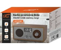 LTC Retro nešiojamas radijas BRDA FM/BT/USB, akum. 2200mAh, 10W, indukcinis telefono įkrovimas, ruda/grafitas
