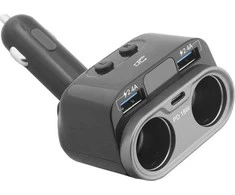 LTC Lengvesnis automobilio lizdas + 2xUSB 2.4A + tipo -C greito įkrovimo lizdas