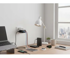 LTC Tinklo skirstytuvas: 1 apvali įvado lizdas + 2x USB + 2x USB-C, Baltas 2x2,4A