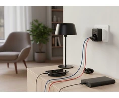 LTC Tinklo šakotuvas: 1 apvalus lizdas su įžeminimu + 2x USB + 2x USB-C, Juodas 2x2,4A