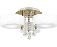 Mdeco lubinis šviestuvas Abažūras lubinis LAMP DRS8006/321QG MDECO glamour LAMP su kristalais valgomajam, baltas žalvaris