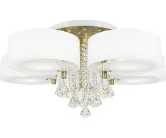 Mdeco Glamour lubinis šviestuvas DRS8006/521QG lubinis šviestuvas MDECO lubinis šviestuvas su gaubtu baltu žalvariu su grandinėlėmis