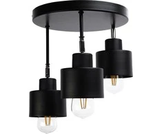 Orno LISA sieninis ir lubinis šviestuvas, maks. galia 3x60W, E27, juodas, apvalus cokolis, daugiapakopis, judančios šviestuvo galvutės