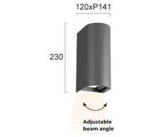 Sieninis šviestuvas Viokef 20W LED sieninis fasado šviestuvas AZORES, tamsiai pilkas, 3000/4000/6500K, IP65, 4310001