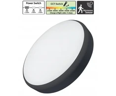 Lubinis šviestuvas Lumax Oprawa LED PlafonieraKAMA 25W/20W/15W 2250LM/1900LM/1500LM 5 CCT IP44 su czujnikiem MW Juoda