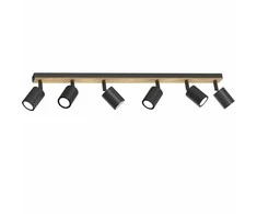 Lubinis šviestuvas Luminex Tulon 1651 listwa plafon lampa sufitowa 6x8W GU10 juoda/drewniany