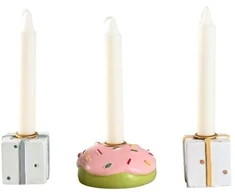 Lumarko Det Gamle Apotek Candle holder for candles dia. 1,2cm, h 3cm, 3pcs/craft, baltas/pink, danenbrog (99924118)