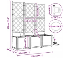 Sodo vazonas 3 vnt. Juoda 120 x 40 x 142 cm PP