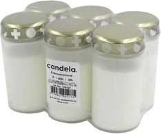 Candela Memorial Candles With Caps 6pcs Baltas