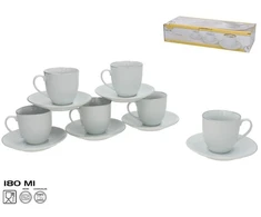 6 puodelių su lėkštutėmis rinkinys, 8 x 13,5 x 13,5 cm, KITCHEN&amp;GO
