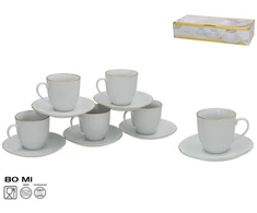 6 puodelių su lėkštutėmis rinkinys su auksiniu krašteliu,12 dalykų 8 x 13,5 x 13,5 cm, KITCHEN&amp;GO