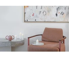 Lumarko Moods &amp; More MM LED pillar candle, Silk, Melted, Classic baltas, 74x150 mm
