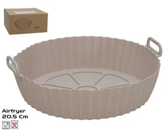 Apvalus silikoninis kepimo indas oro gruzdintuvei, pilkas, 6,5 x 20,5 x 20,5 cm, KITCHEN&amp;GO