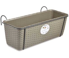 Lumarko Stefanplast Gėlių dėžutė balkonams su metaliniu laikikliu Natūrali 50x18x16cm pilka