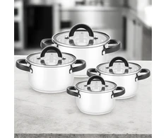 Lumarko Puodų rinkinys Lustral INOX 8 CZ. (1,25L 1,9L 2,6L 4,4L +pokrywki) (FLORINA-GA-500-44)