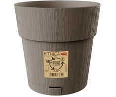 Stefanplast gėlių vazonas su padėklu Ethica Ø15x15cm ruda