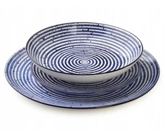 Lumarko STRIPES Mėlynas pietų rinkinys 18 dalių. 27/19/20 cm dubenėliai, 550 ml