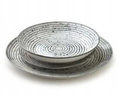 Lumarko Affek Design STRIPES Pilkas Komplet obiadowy 18części27/19/20cm miska 550ml
