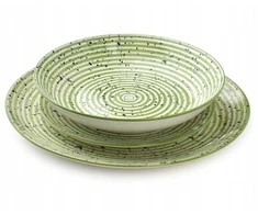 Lumarko Affek Design STRIPES Žalias pietų rinkinys 18 dalių. 27/19/20 cm dubenėliai, 550 ml