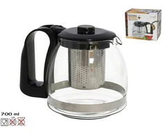 Stiklinis arbatinukas su filtru 700 ml, žolelių arbatai, 11 × 12,5 × 16 cm, KITCHEN&amp;GO