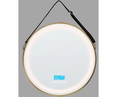 Beliani LED vonios veidrodis DAROIS 60 cm x 60 cm su integruotu Bluetooth garsiakalbiu, auksinis