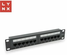 LYNX 10" komutacinė panelė, 12 prievadų, UTP Cat6, 50µ, neekranuota, juoda