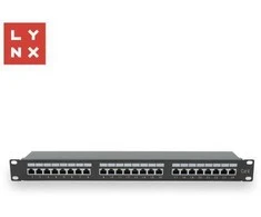 LYNX 19" komutacinė panelė, 24 prievadų, STP Cat6, 50µ, ekranuota, juoda