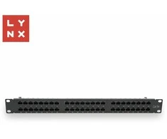 LYNX 19" komutacinė panelė, 48 prievadų, UTP Cat5e, 50µ, neekranuota, juoda
