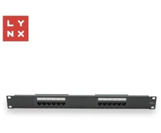LYNX 19" komutacinė panelė, 12 prievadų, UTP Cat6, 50µ, neekranuota, juoda
