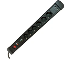 M-Cab SOCKET STRIP 6S PVC 1.5M 2U BK/SURGE AND OVERLOAD PROTECTION