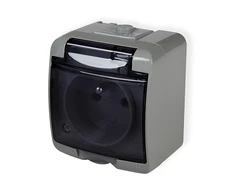 Karlik Elektrotechnik 10GHE-1d JUNIOR Lizdas pojedyncze su/u (klapka dymna) šviesiai pilka IP54 10GHE-1d