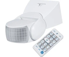 Czujnik „Maclean“ PIR judesio jutiklis, infraraudonųjų spindulių, su nuotolinio valdymo pultu, maks. 800 W (lemputė), maks. 1200 W (LED), MCE241