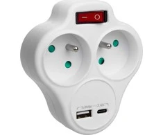 Gniazdko „Maclean“ maitinimo lizdas, 2 lizdų skirstytuvas su USB A/C 2.4A, E tipo, 2x16A, MCE336 E