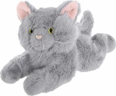 Maskotka Pliušinis žaislas gulinčiai katei, 55 cm, pilkas