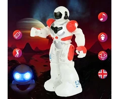 Madej nuotoliniu būdu valdomas robotas, baltas ir raudonas