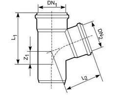 Magnaplast 45 ° T-adapteris išorinėms nuotekoms KGFA 110mm (20300)