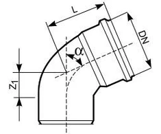 Magnaplast Kelio 45 ° KGB išorinės nuotekos 250mm (24120)
