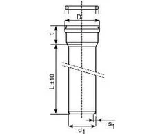 Magnaplast Vamzdis su išorinio kanalizacijos puodelio KKEME šerdis su 110 mm 1m (20015)