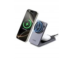 Magnetyczna kroviklis bezprzewodowa 2w1 UGREEN W706, MagSafe W706, 15W (juoda)
