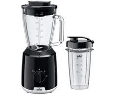 Maišytuvas Braun JB1051BK Household PowerBlend 1 ze szklaną nasadką blendera 1,5 l su kubkiem na wynos, gadżety kuchenne do kruszenia, przecierania i mieszania, funkcja kruszenia lodu, 2 prędkości