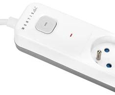 Montis MT187-WG-3 elektros lizdų juosta su apsauga nuo viršįtampio, 5 lizdai, 3 m, balta-pilka