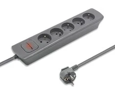 QOLTEC 50275 Maitinimo juosta 5 lizdai 1,8m Pilkas